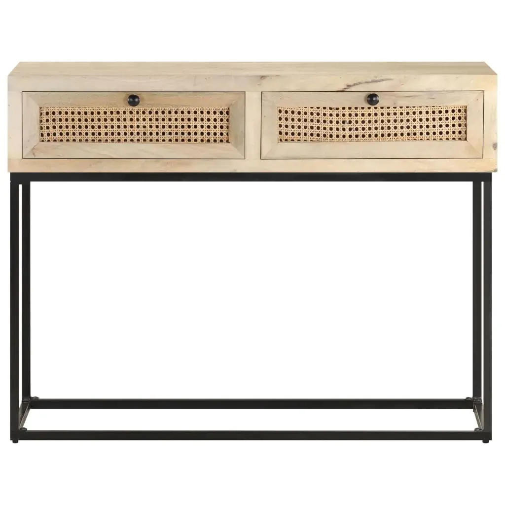 Console Table 100x35x76 cm Solid Mango Wood and Natural Cane Price