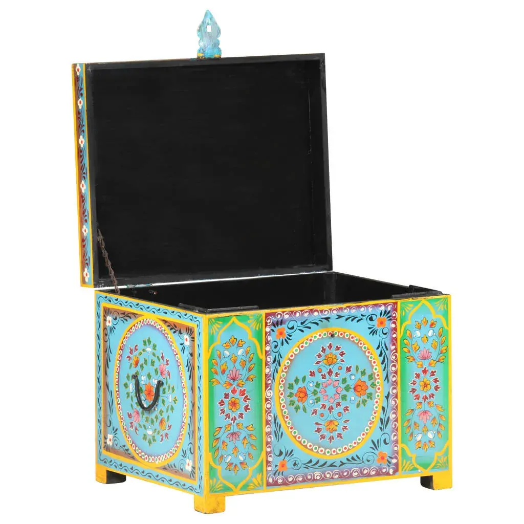 Hand Painted Storage Box 50x40x40 cm Solid Mango Wood Price