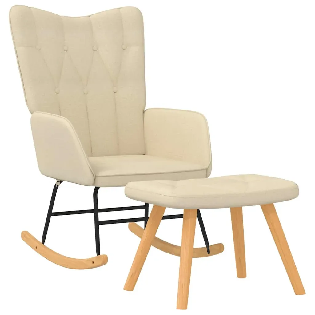 Rocking Chair with a Stool Cream Fabric Price