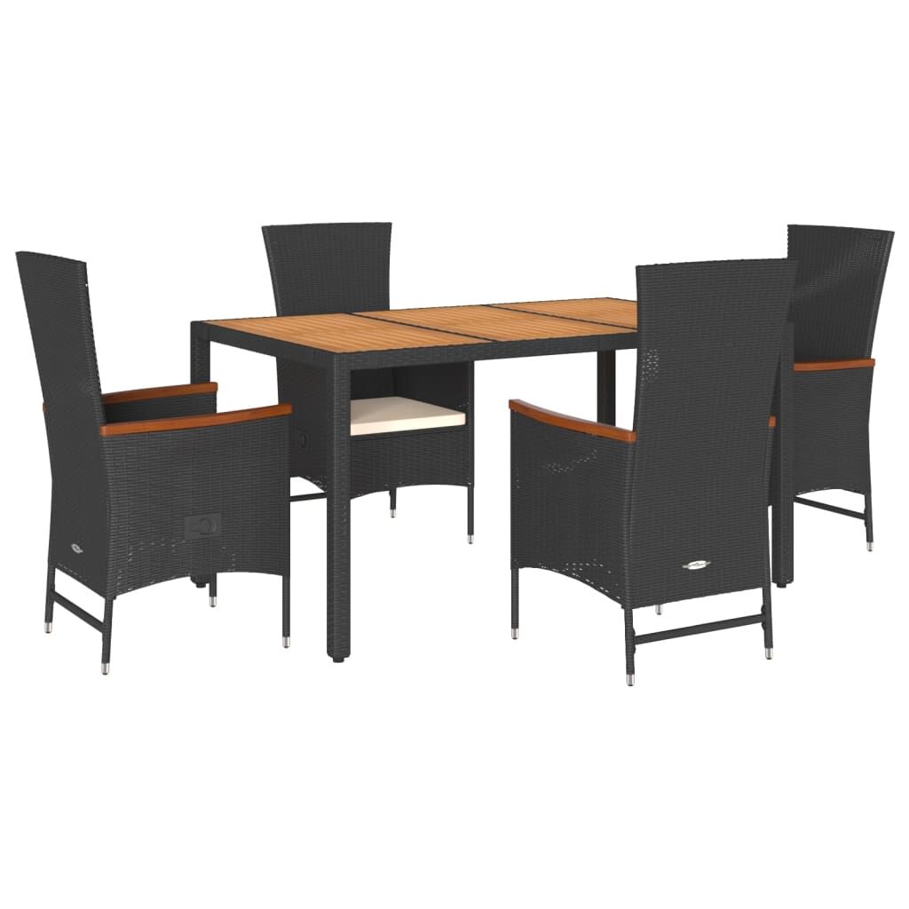 5 Piece Garden Dining Set with Cushions Black Poly Rattan Price