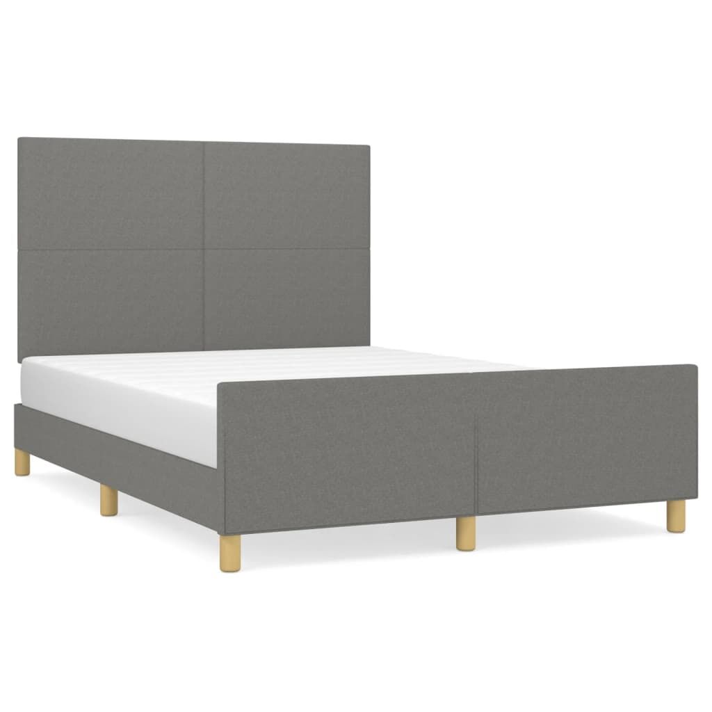 Bed Frame without Mattress Dark Grey 137x187 cm Double Fabric Price