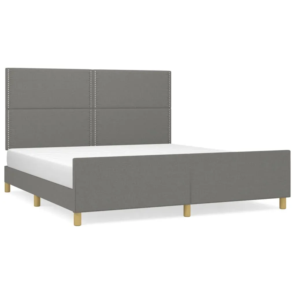 Bed Frame without Mattress Dark Grey 152x203 cm Queen Fabric Price