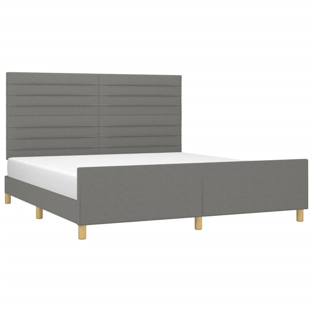 Bed Frame without Mattress Dark Grey 152x203 cm Queen Fabric Price