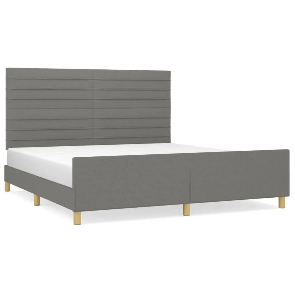Bed Frame without Mattress Dark Grey 152x203 cm Queen Fabric Price