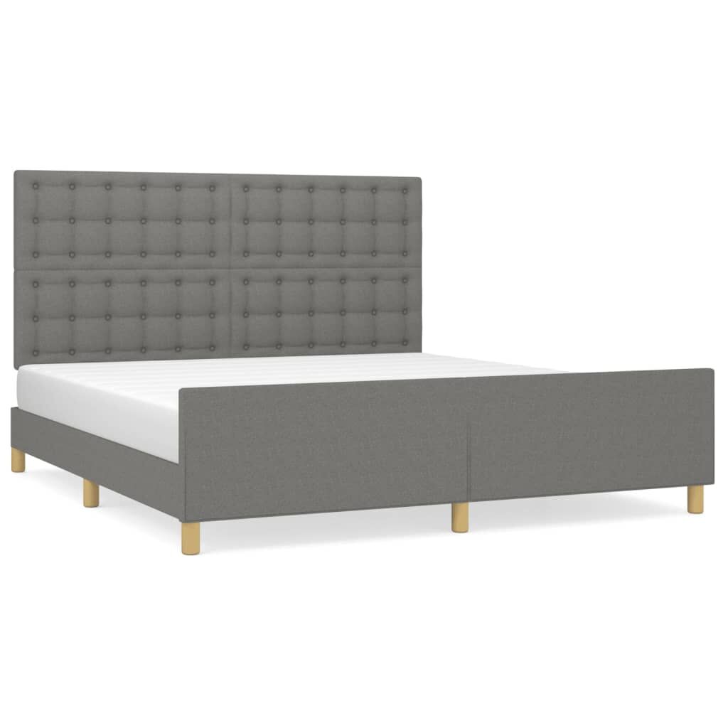 Bed Frame without Mattress Dark Grey 152x203 cm Queen Fabric Price
