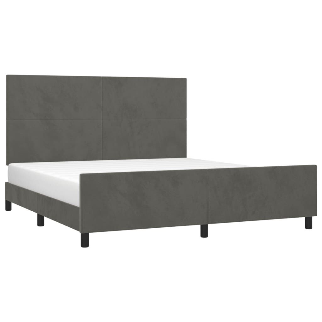 Bed Frame without Mattress Dark Grey 152x203 cm Queen Velvet Price