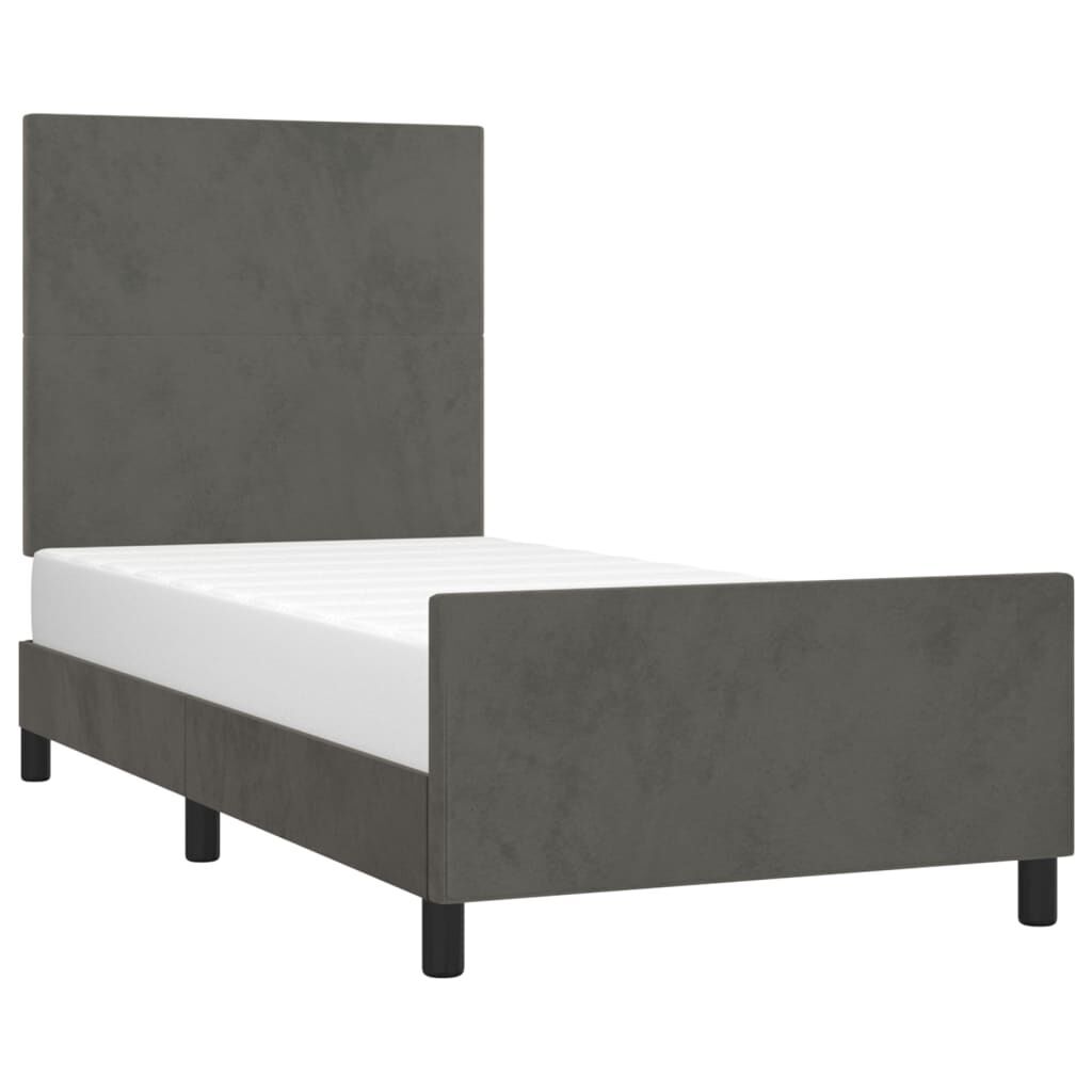Bed Frame without Mattress Dark Grey 107x203 cm King Single Size Velvet Price