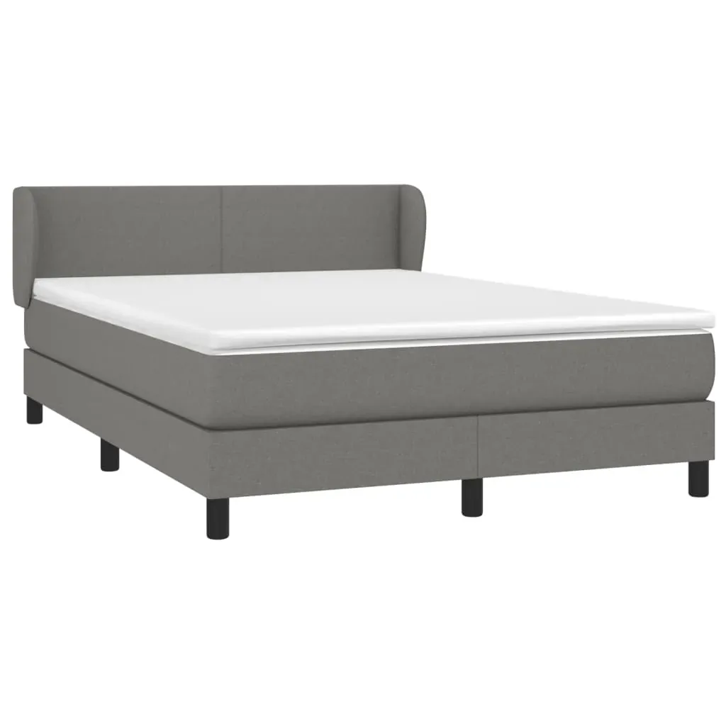 Box Spring Bed with Mattress Dark Grey 137x187 cm Double Size Fabric Price