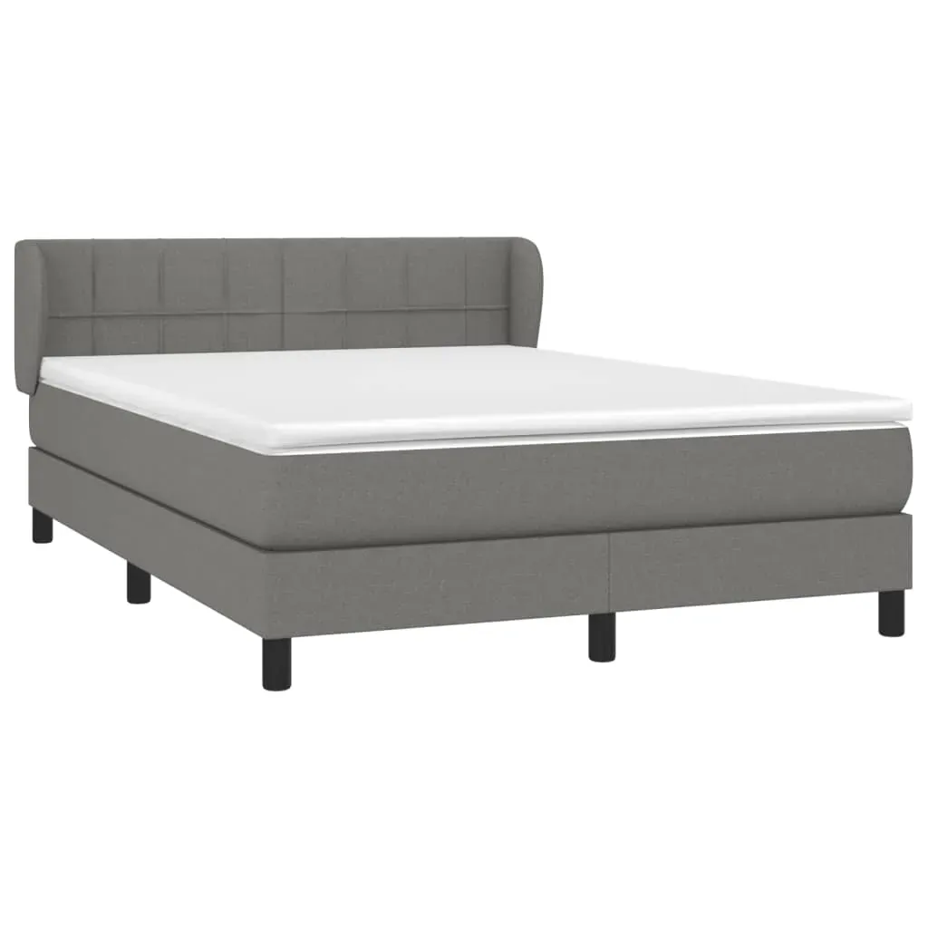 Box Spring Bed with Mattress Dark Grey 137x187 cm Double Size Fabric Price