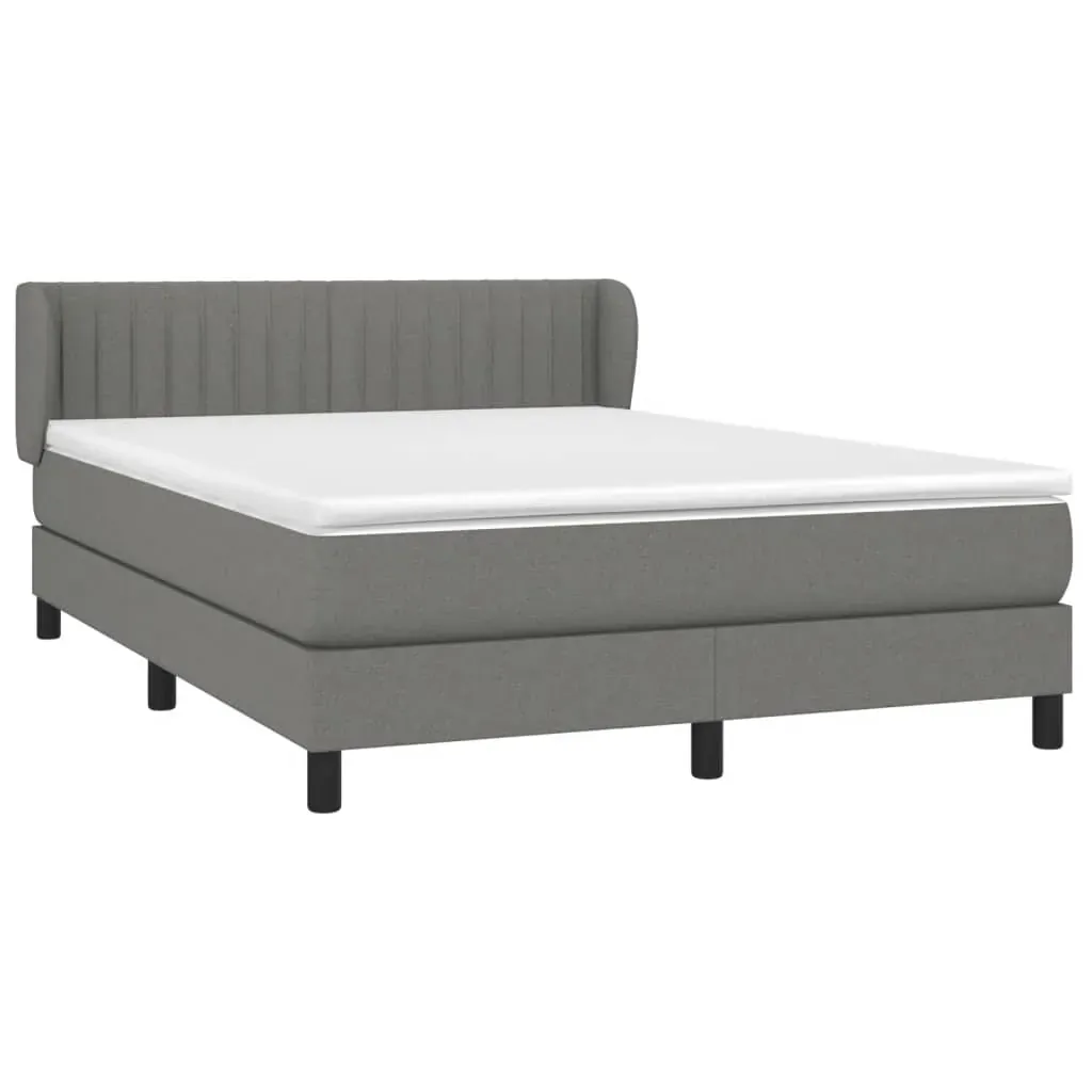 Box Spring Bed with Mattress Dark Grey 153x203 cm Queen Size Fabric Price