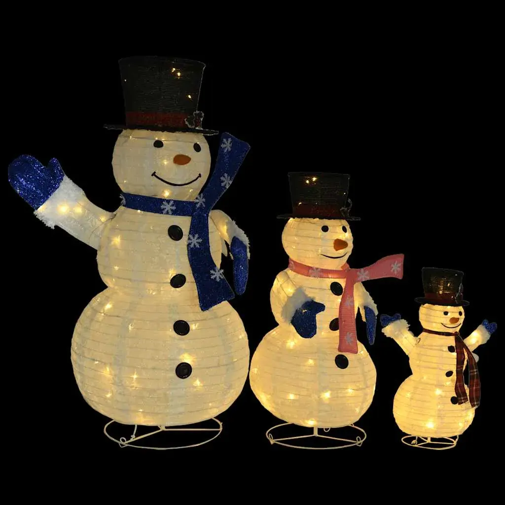 Decorative Christmas Snowman Family Figures with LED Luxury Fabric Price
