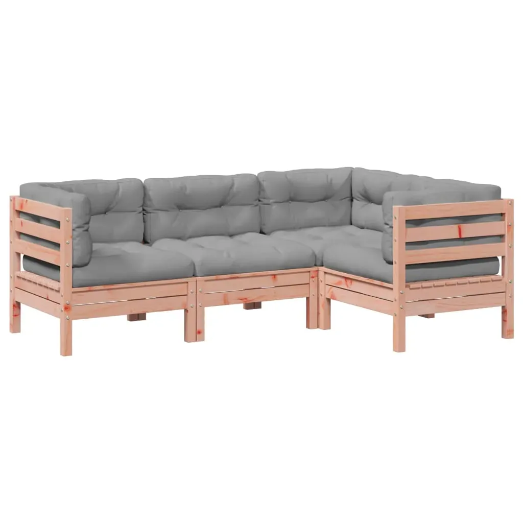 4 Piece Garden Sofa Set with Cushions Solid Wood Douglas Fir Price