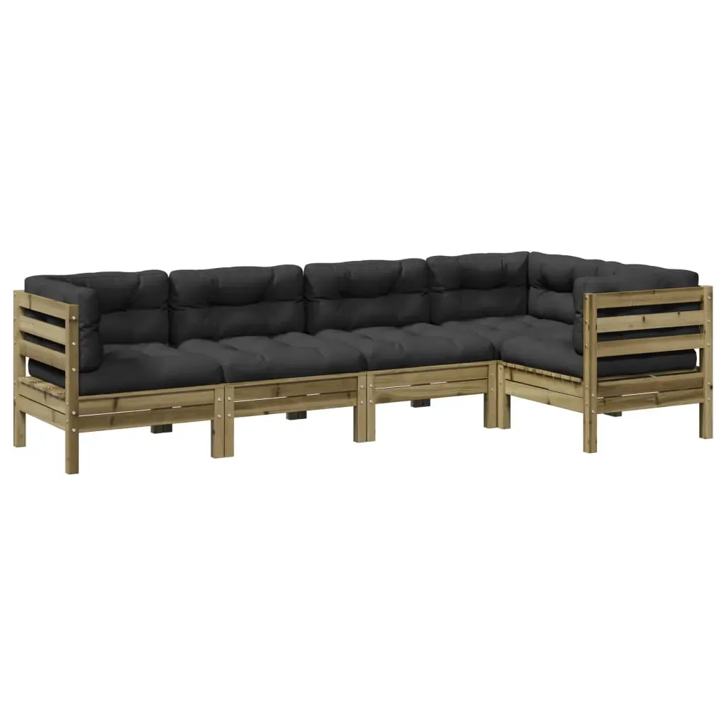 5 Piece Garden Sofa Set with Cushions Impregnated Wood Pine Price