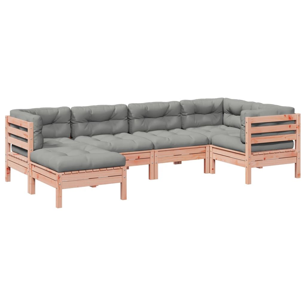 6 Piece Garden Sofa Set with Cushions Solid Wood Douglas Fir Price