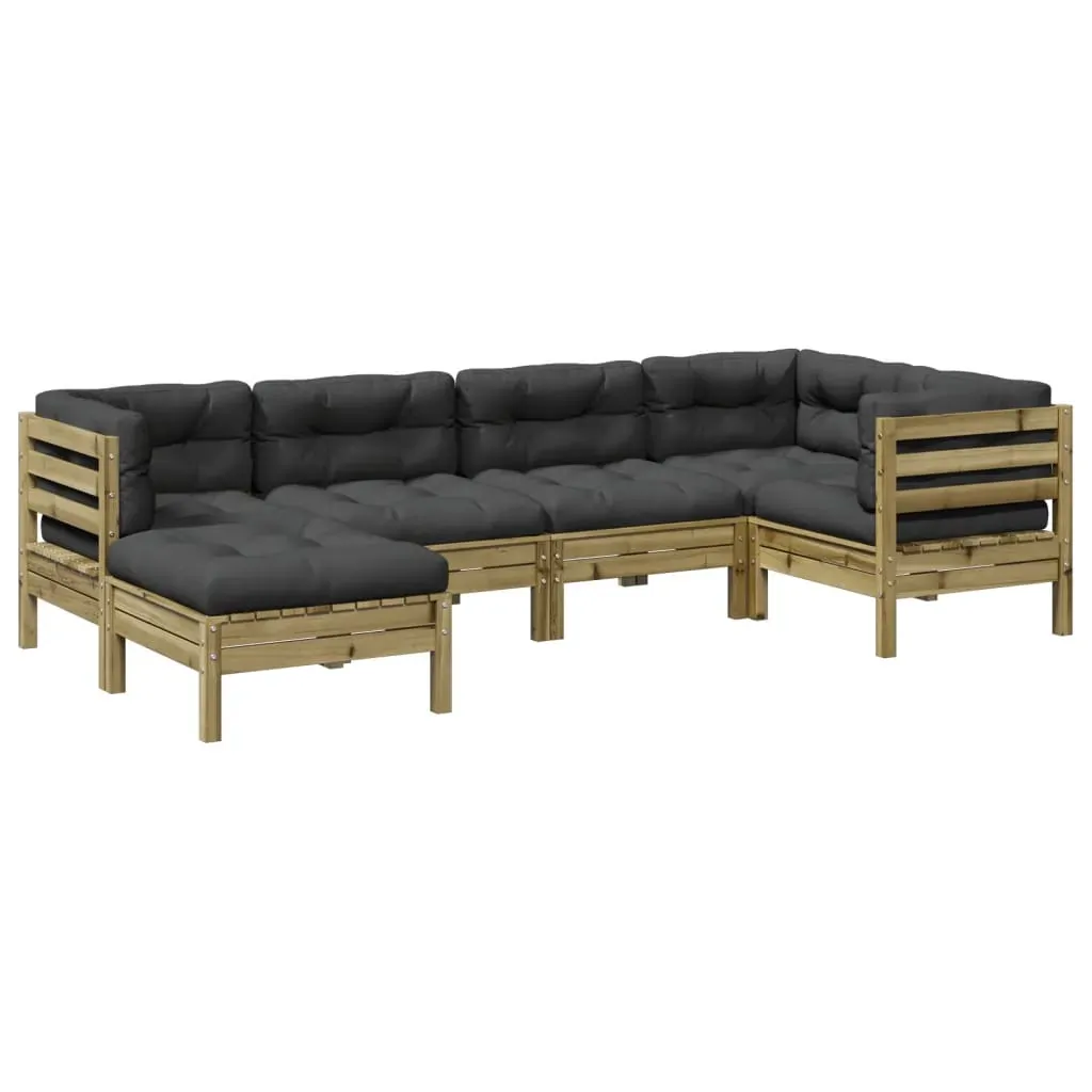 6 Piece Garden Sofa Set with Cushions Impregnated Wood Pine Price