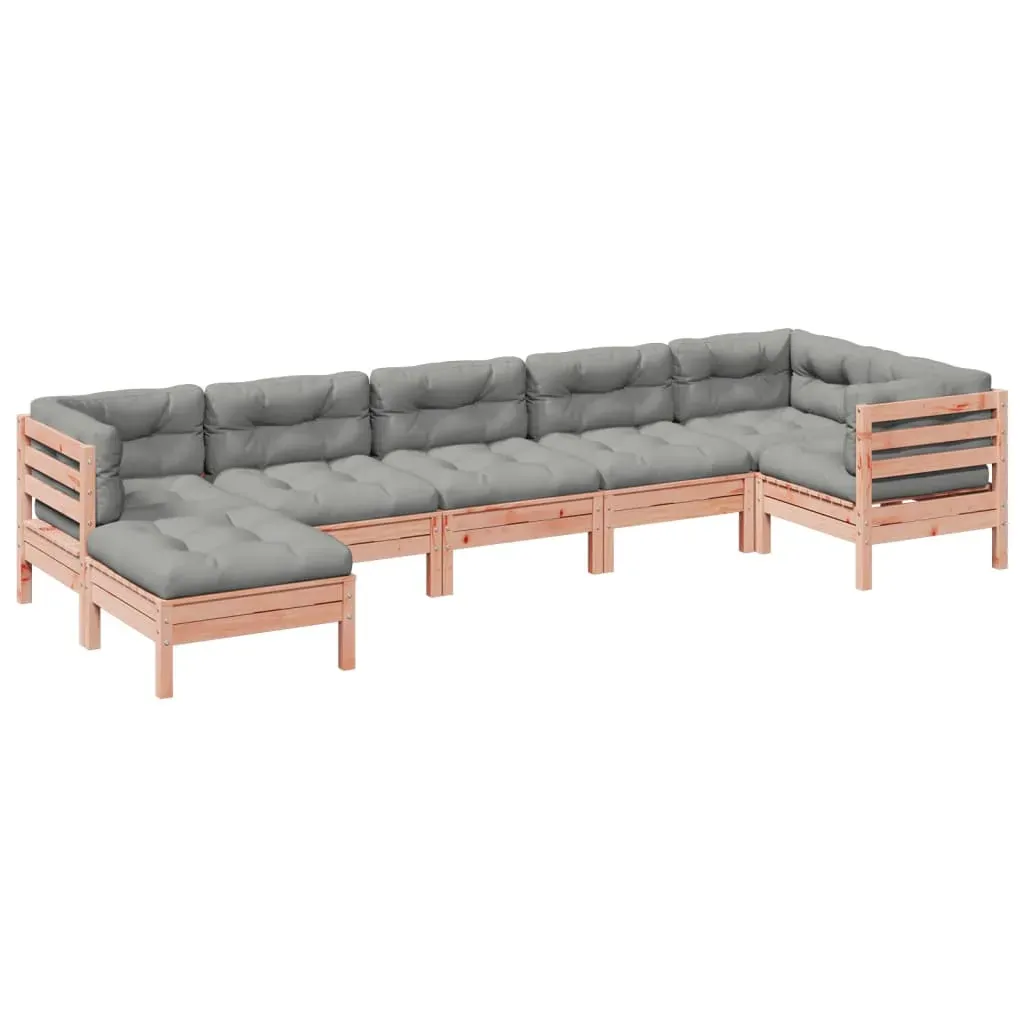 7 Piece Garden Sofa Set with Cushions Solid Wood Douglas Fir Price