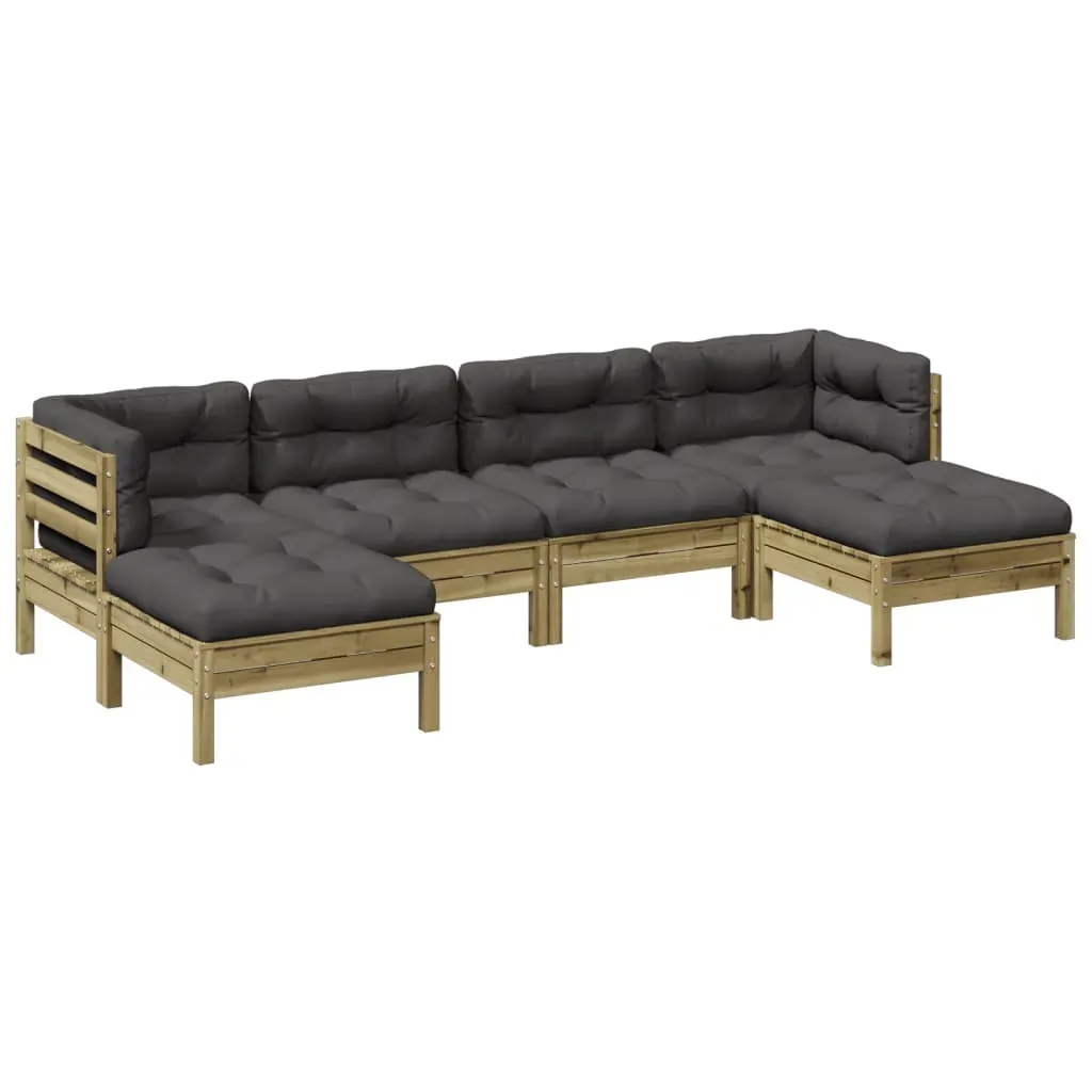 6 Piece Garden Sofa Set with Cushions Impregnated Wood Pine Price