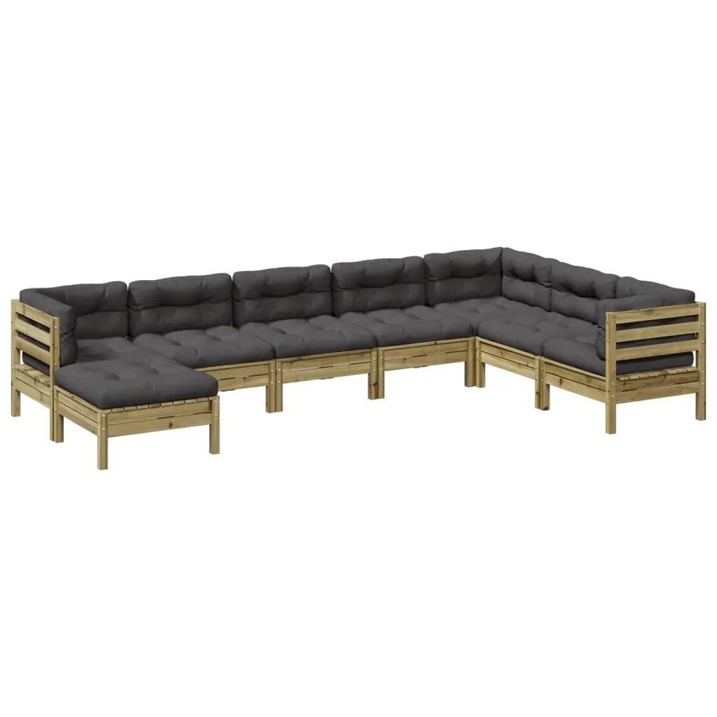 8 Piece Garden Sofa Set with Cushions Impregnated Wood Pine Price