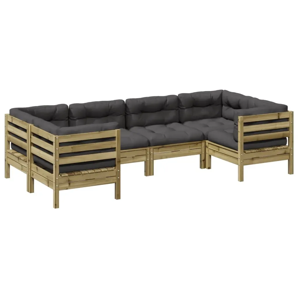 6 Piece Garden Sofa Set with Cushions Impregnated Wood Pine Price