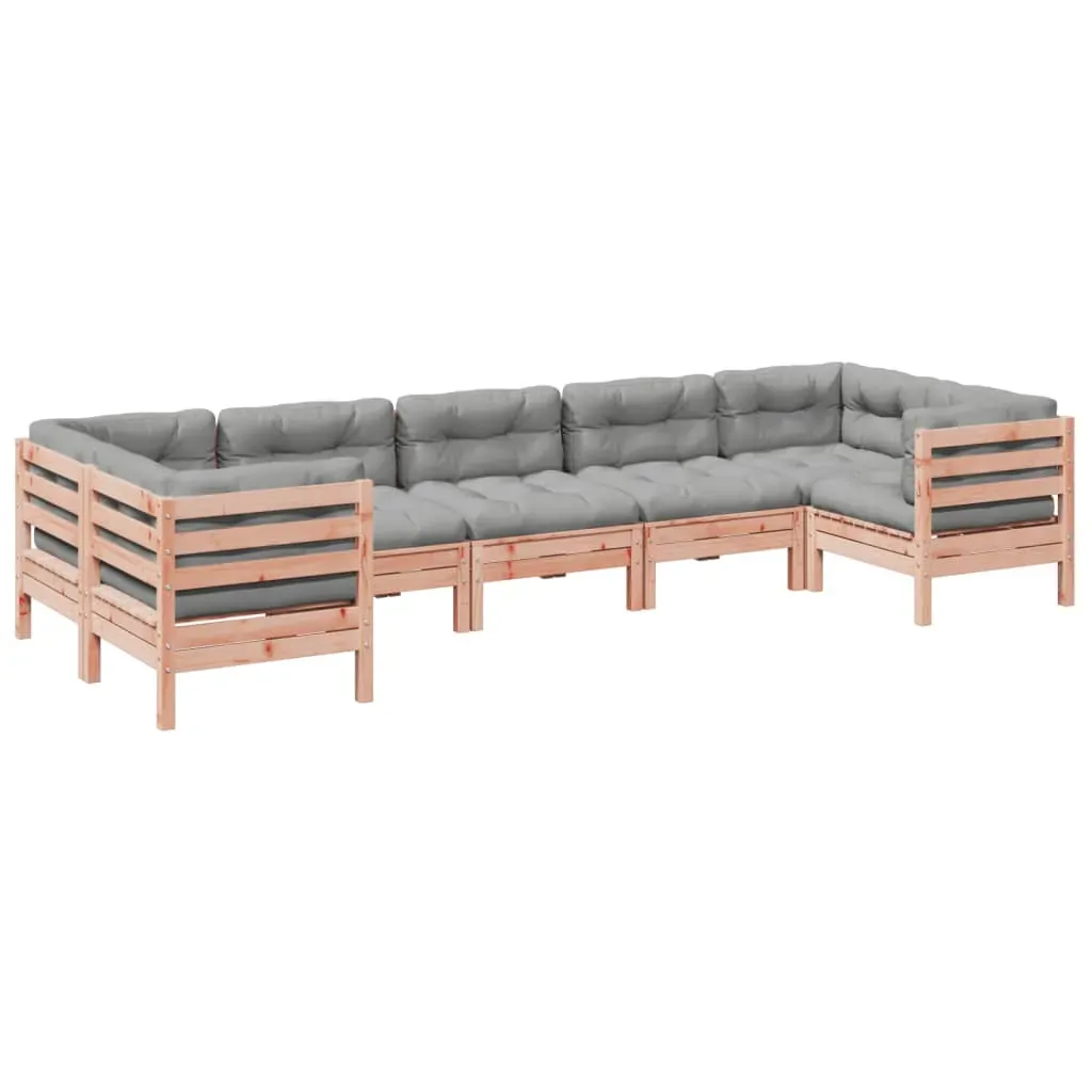 7 Piece Garden Sofa Set with Cushions Solid Wood Douglas Fir Price