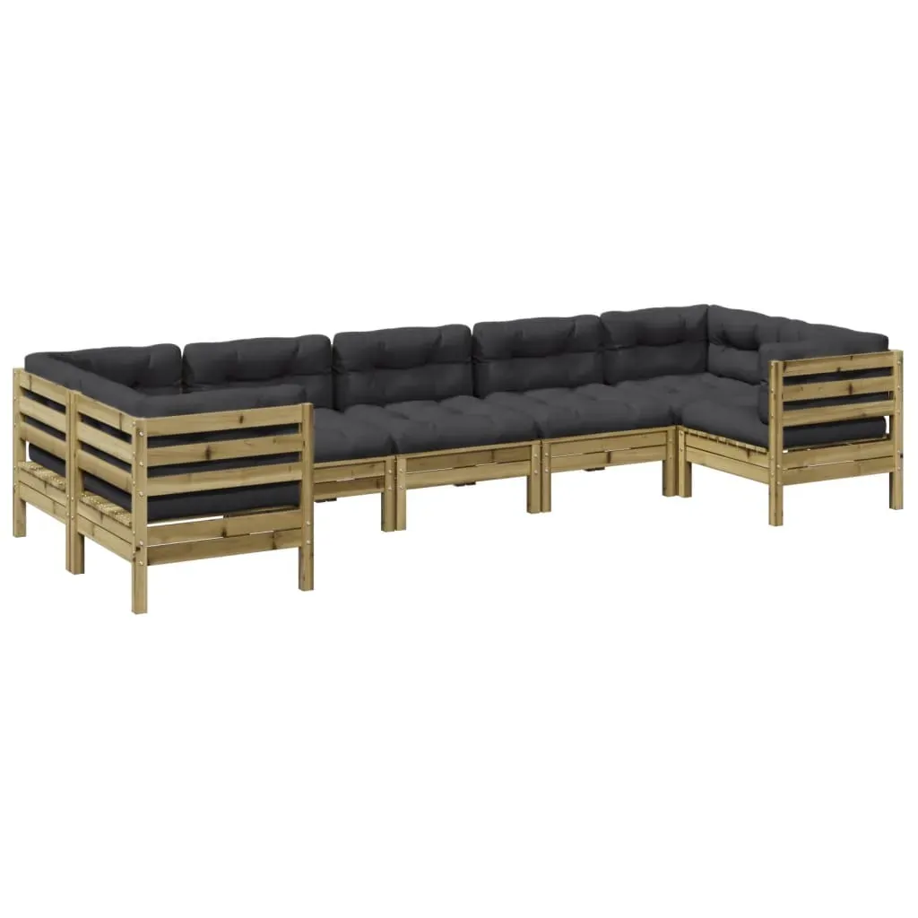 7 Piece Garden Sofa Set with Cushions Impregnated Wood Pine Price