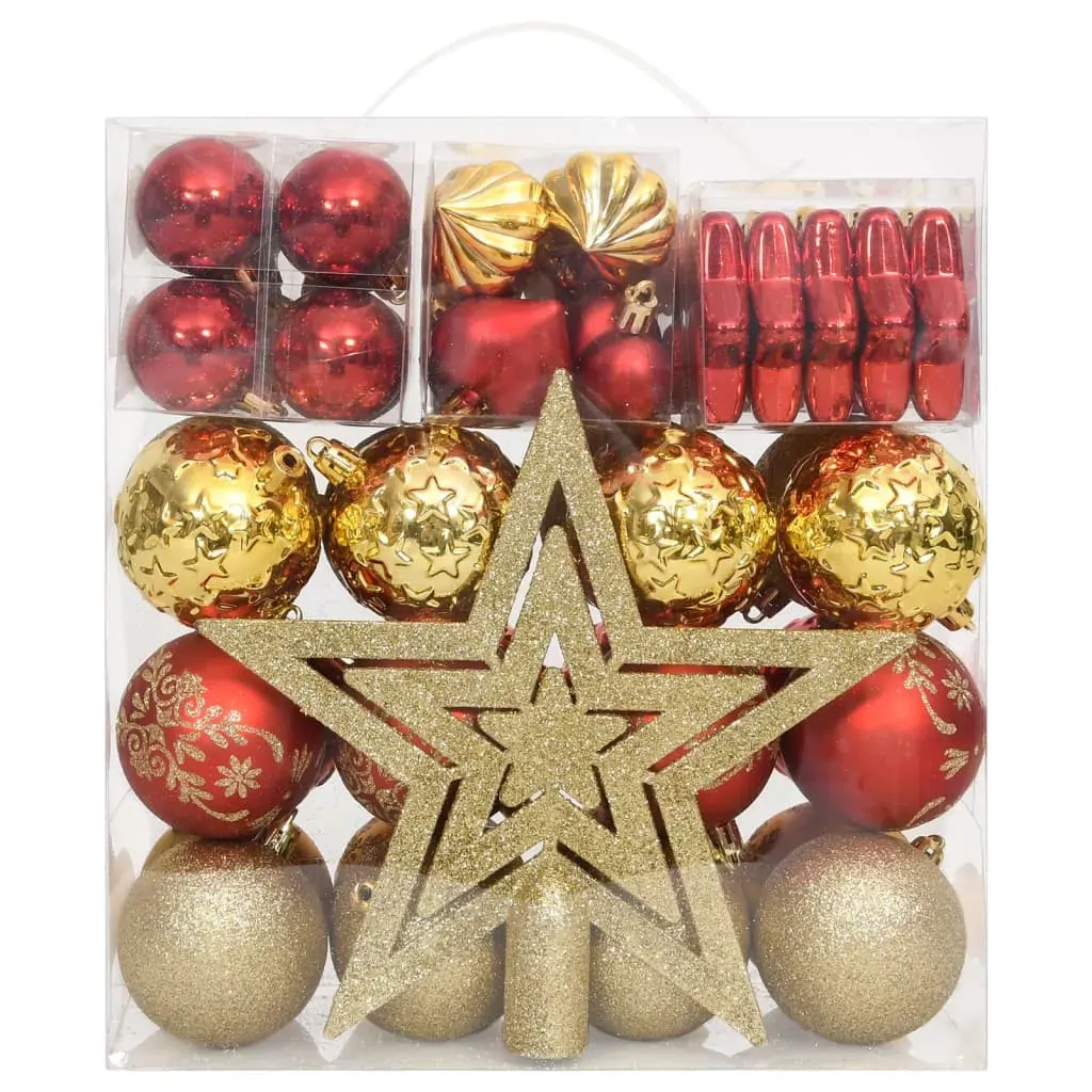 70 Piece Christmas Bauble Set Gold and Red Price