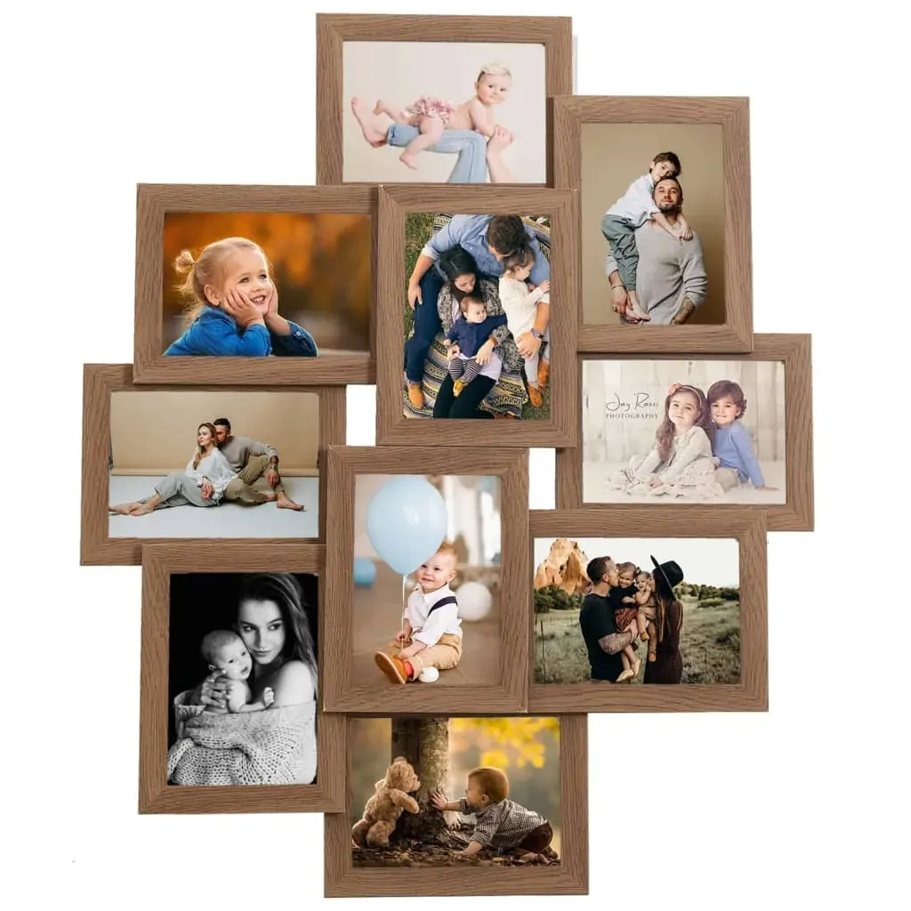 Collage Photo Frame for Picture 10 pcs 10x15 cm Light Brown MDF Price