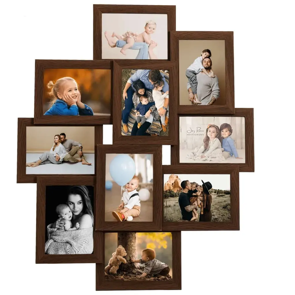 Collage Photo Frame for Picture 10 pcs 10x15 cm Dark Brown MDF Price