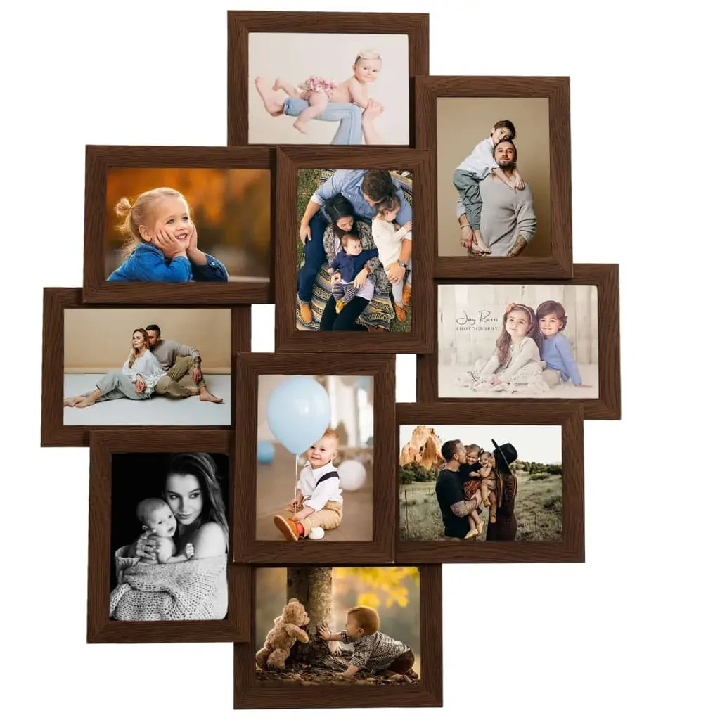 Collage Photo Frame for Picture 10 pcs 13x18 cm Dark Brown MDF Price