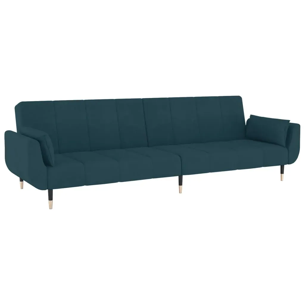 2-Seater Sofa Bed with Two Pillows Blue Velvet Price