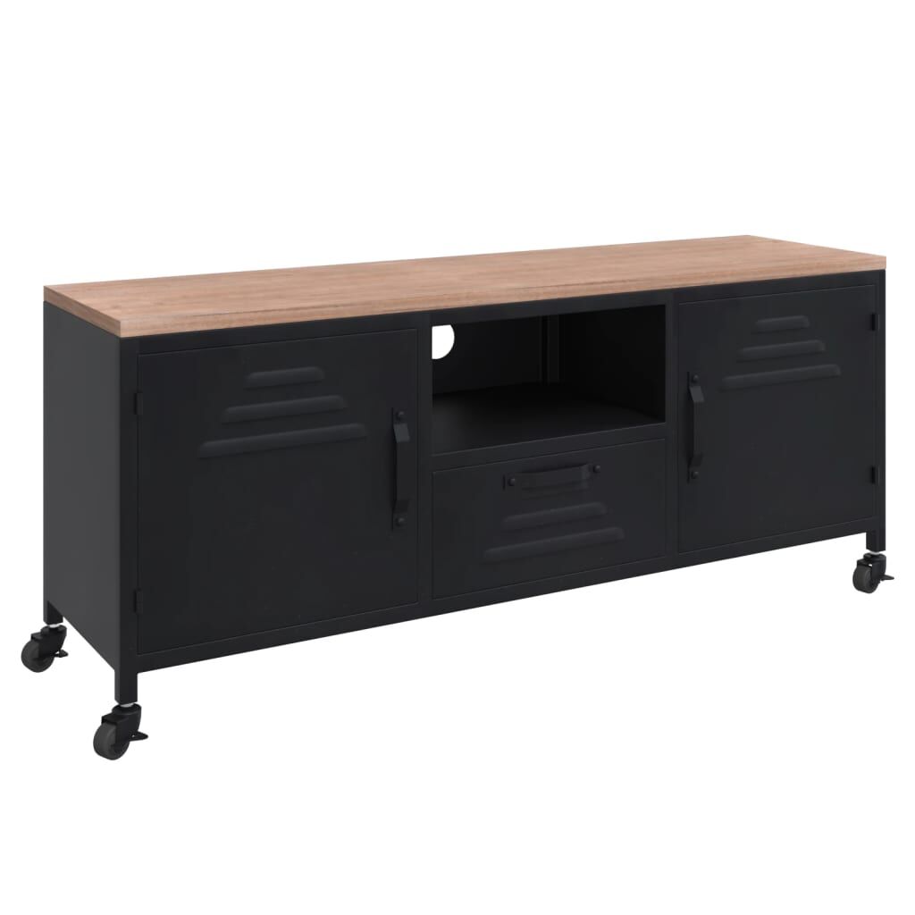 TV Cabinet Black 110x30x43 cm Iron and Solid Wood Fir Price