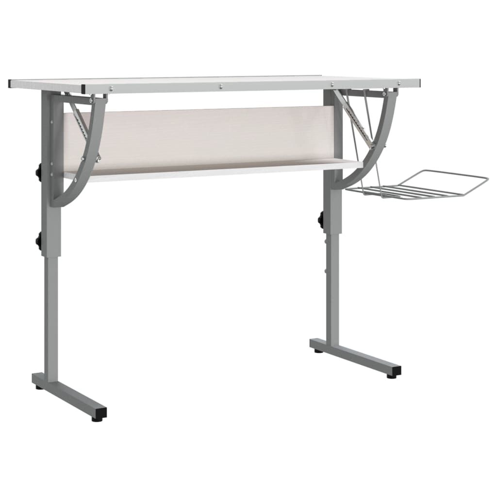 Craft Desk White and Grey 110x53x(58-87) cm Engineered Wood and Steel Price