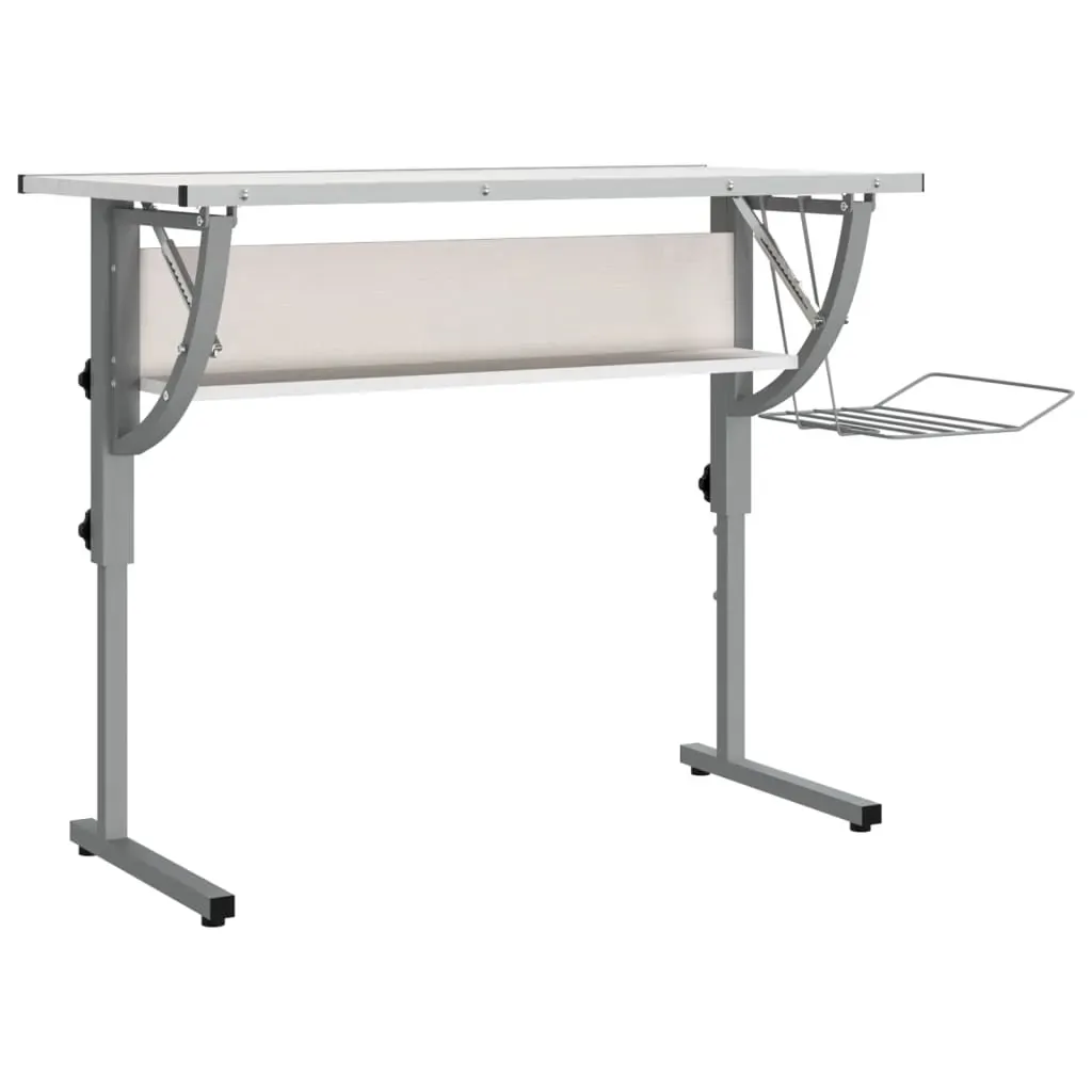 Craft Desk White and Grey 110x53x(58-87) cm Engineered Wood and Steel Price