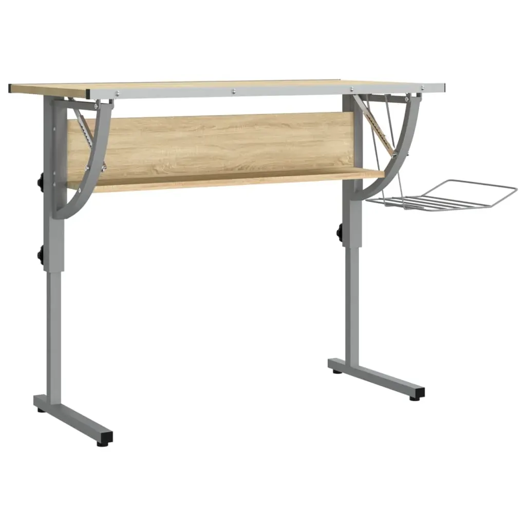 Craft Desk Sonoma Oak and Grey 110x53x(58-87)cm Engineered Wood and Steel Price