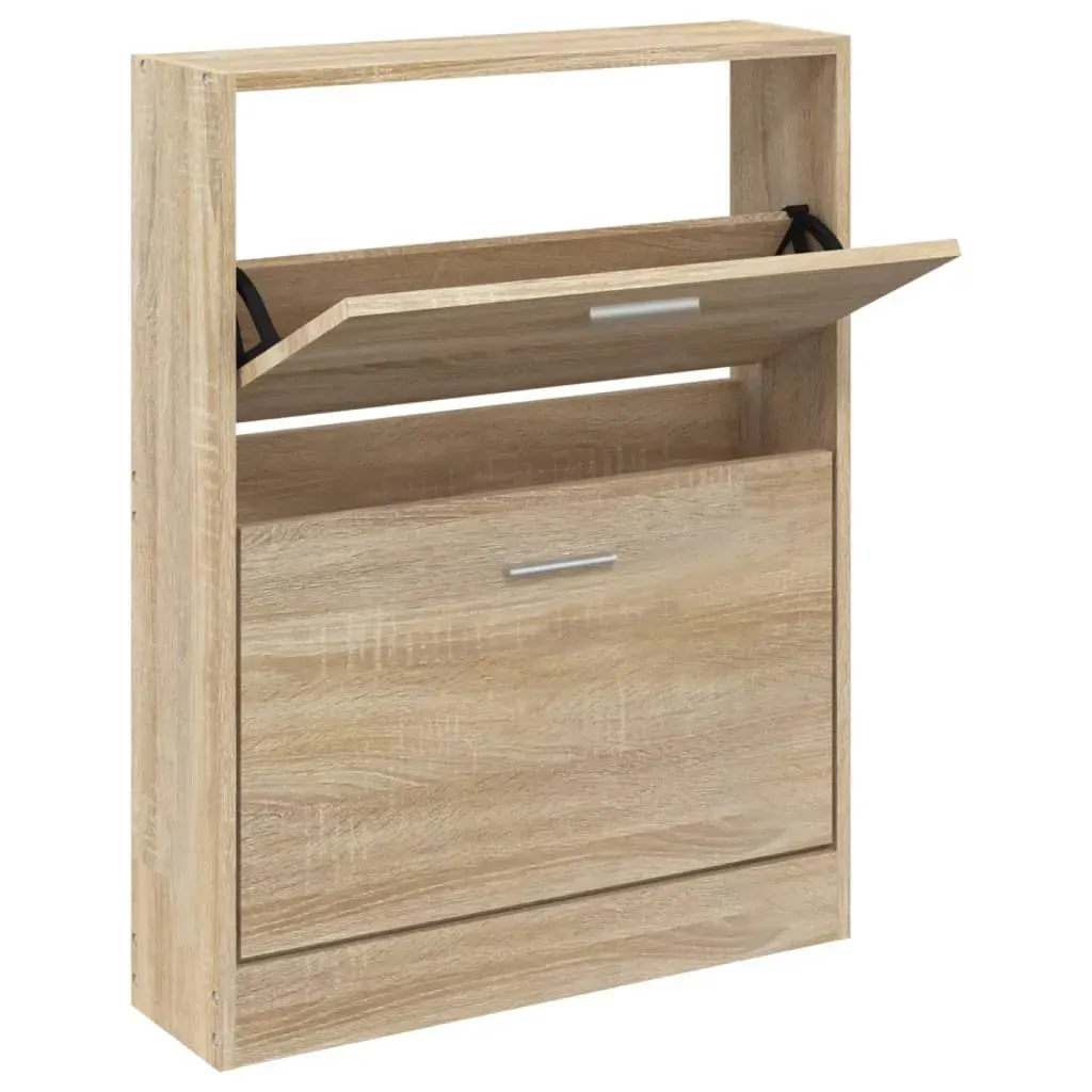 Shoe Cabinet Oak 59x17x81 cm Engineered Wood Price