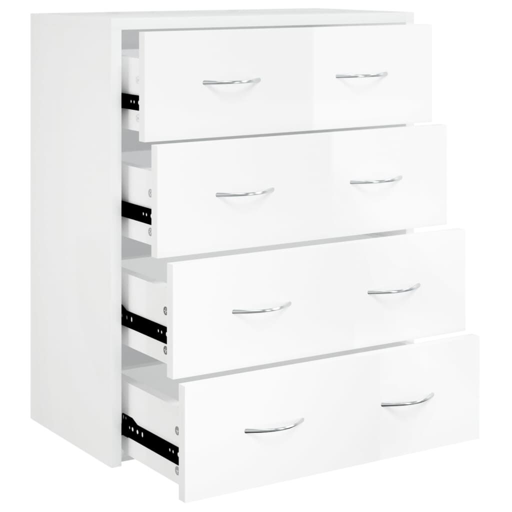 Sideboard with 4 Drawers 60x30.5x71 cm High Gloss White Price