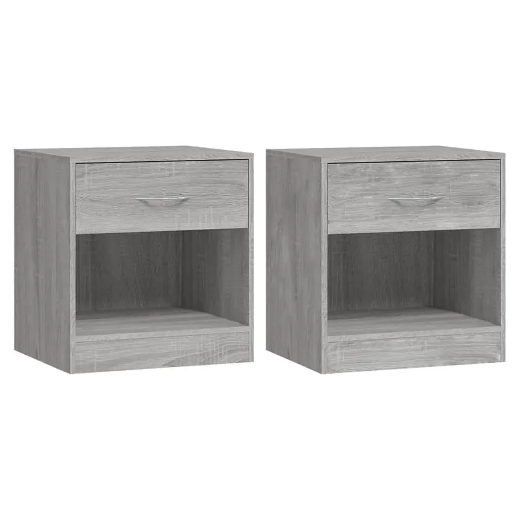 Bedside Cabinets 2 pcs with Drawer Grey Sonoma Price