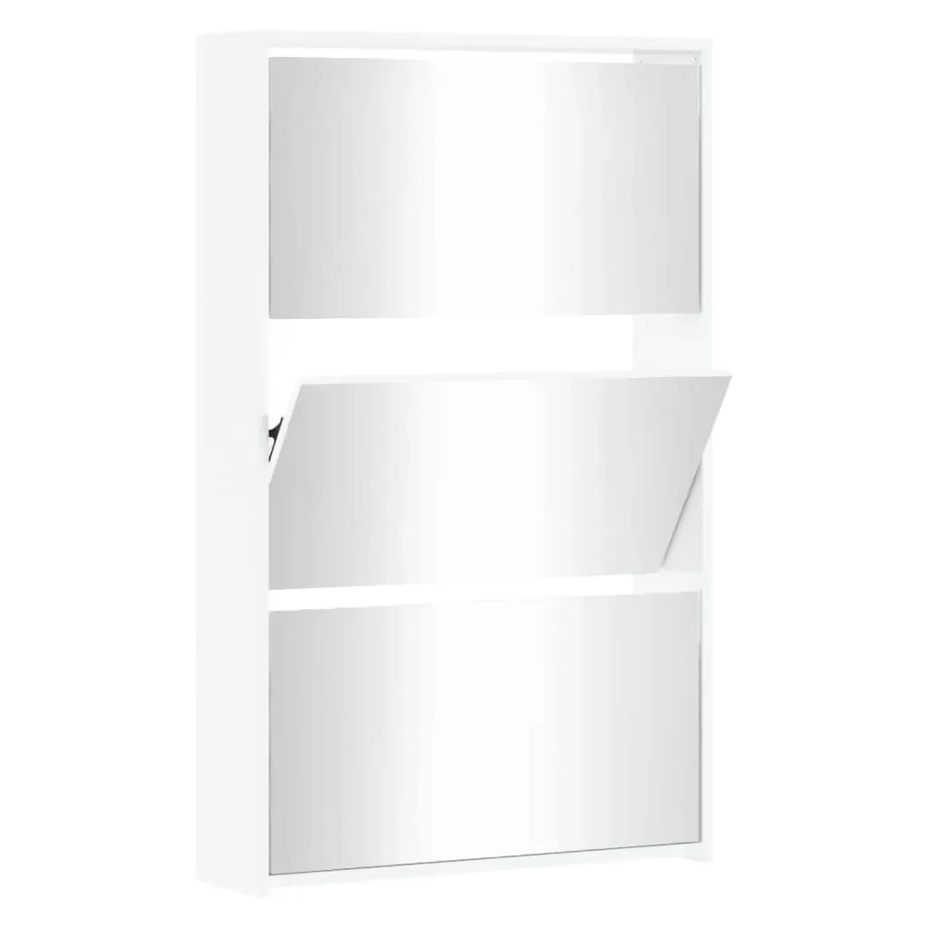 Shoe Cabinet with Mirror 3-Layer High Gloss White 63x17x102.5 cm Price