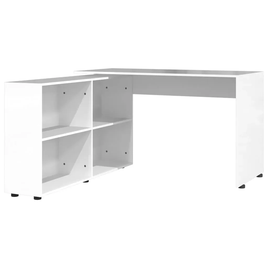 Corner Desk High Gloss White Engineered Wood Price