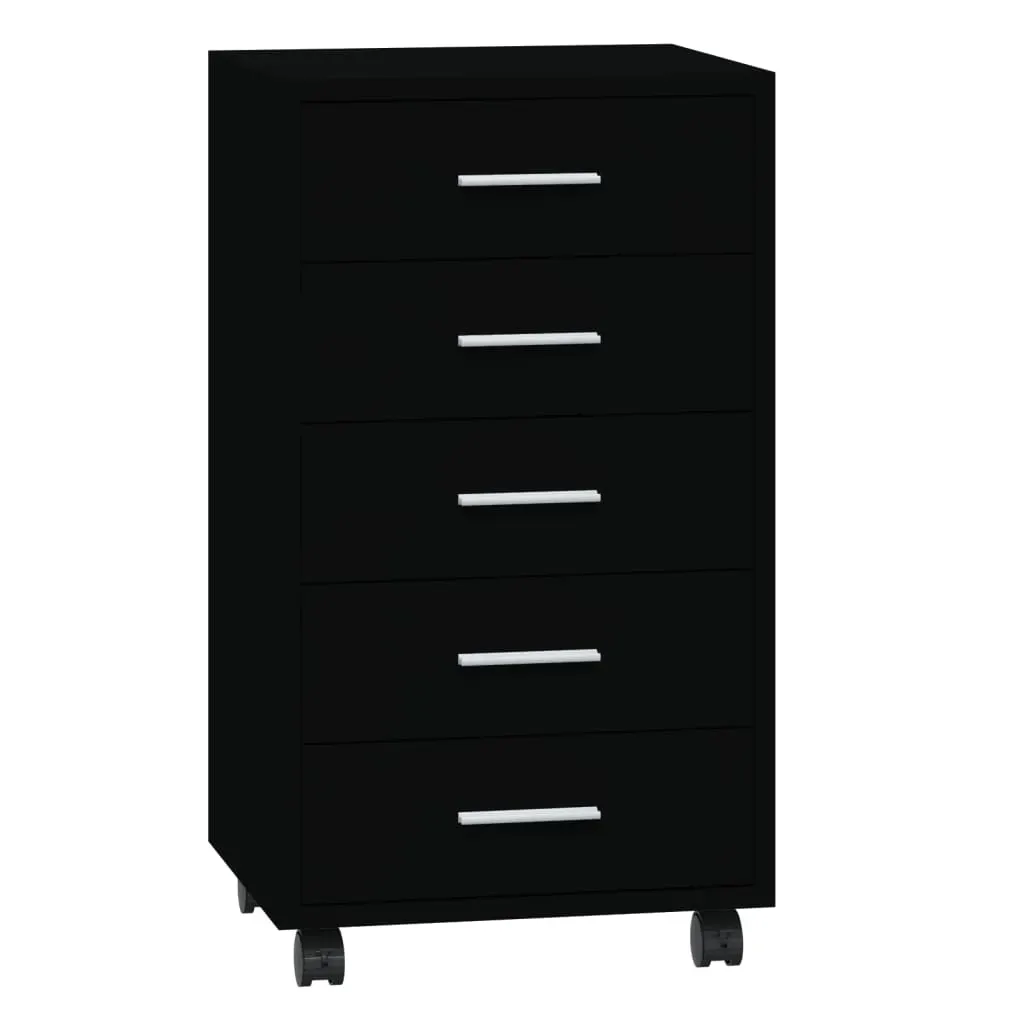 Drawer Cabinet with Castors Black Engineered Wood Price