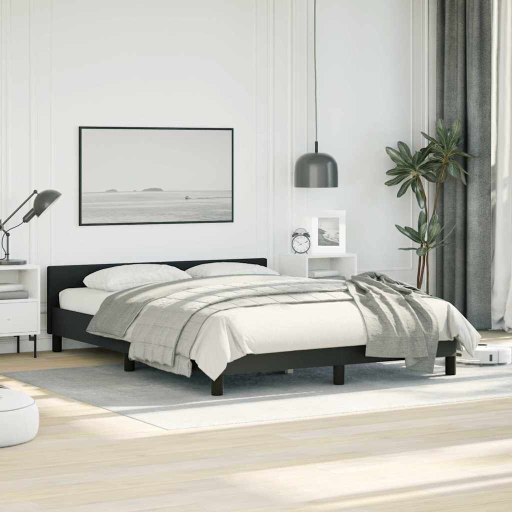 Bed Frame without Mattress Black Queen Faux Leather Price