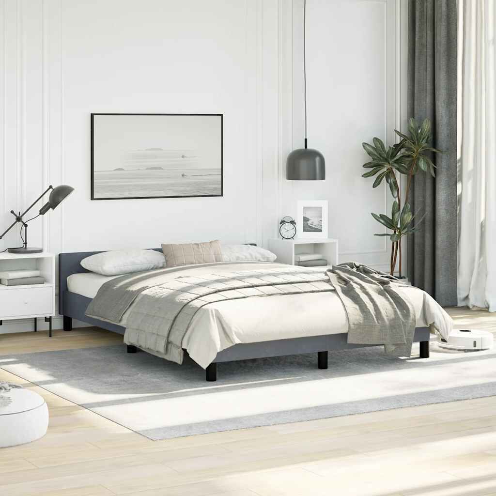 Bed Frame without Mattress Dark Grey Double Velvet Price