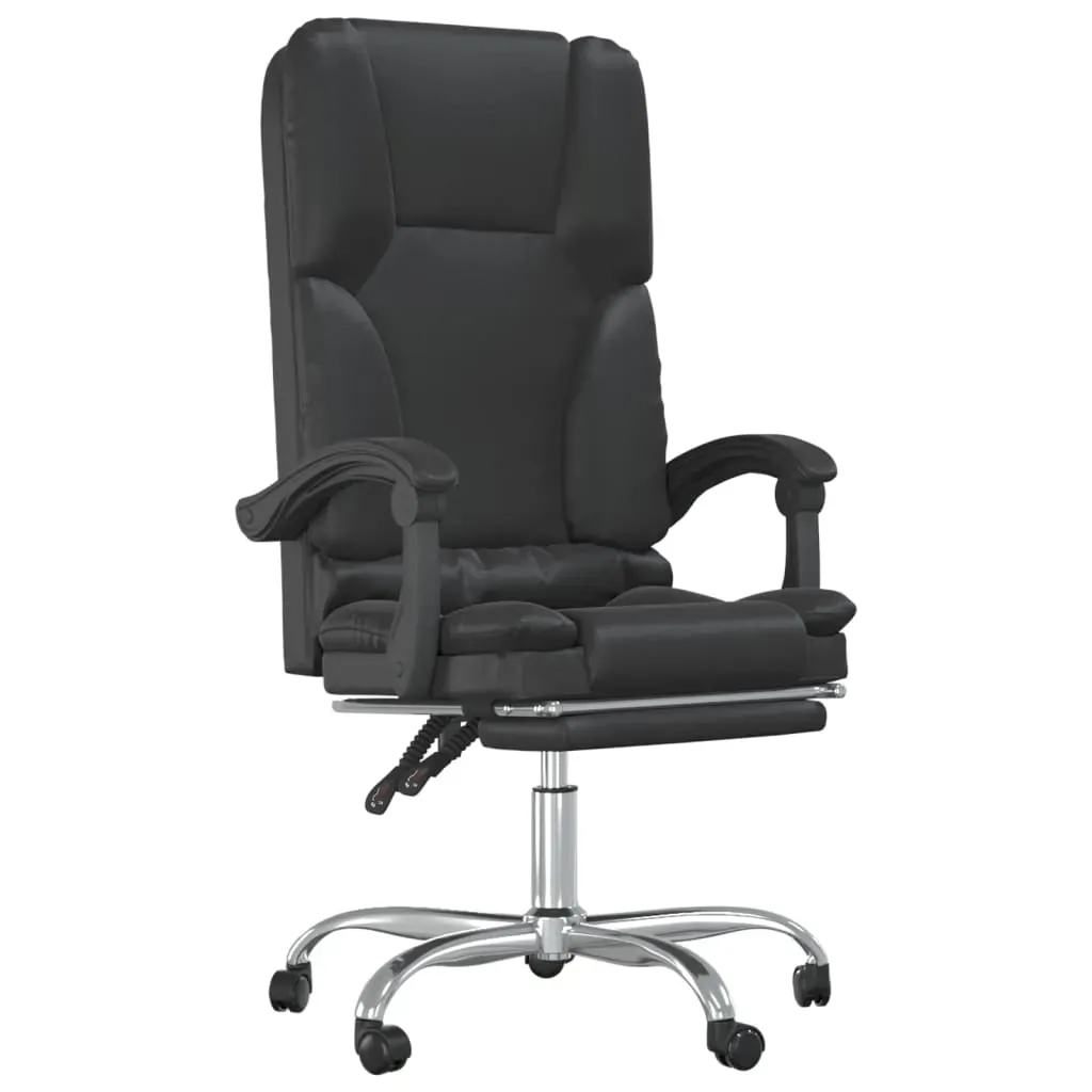 Massage Reclining Office Chair Black Faux Leather Price