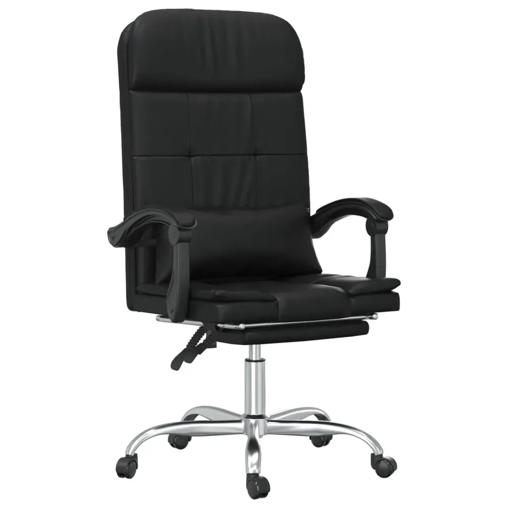 Massage Reclining Office Chair Black Faux Leather Price
