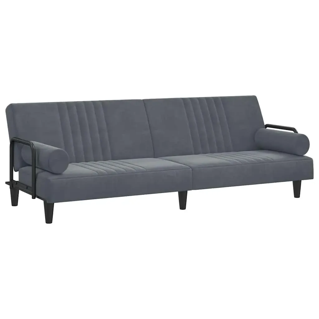 Sofa Bed with Armrests Dark Grey Velvet Price