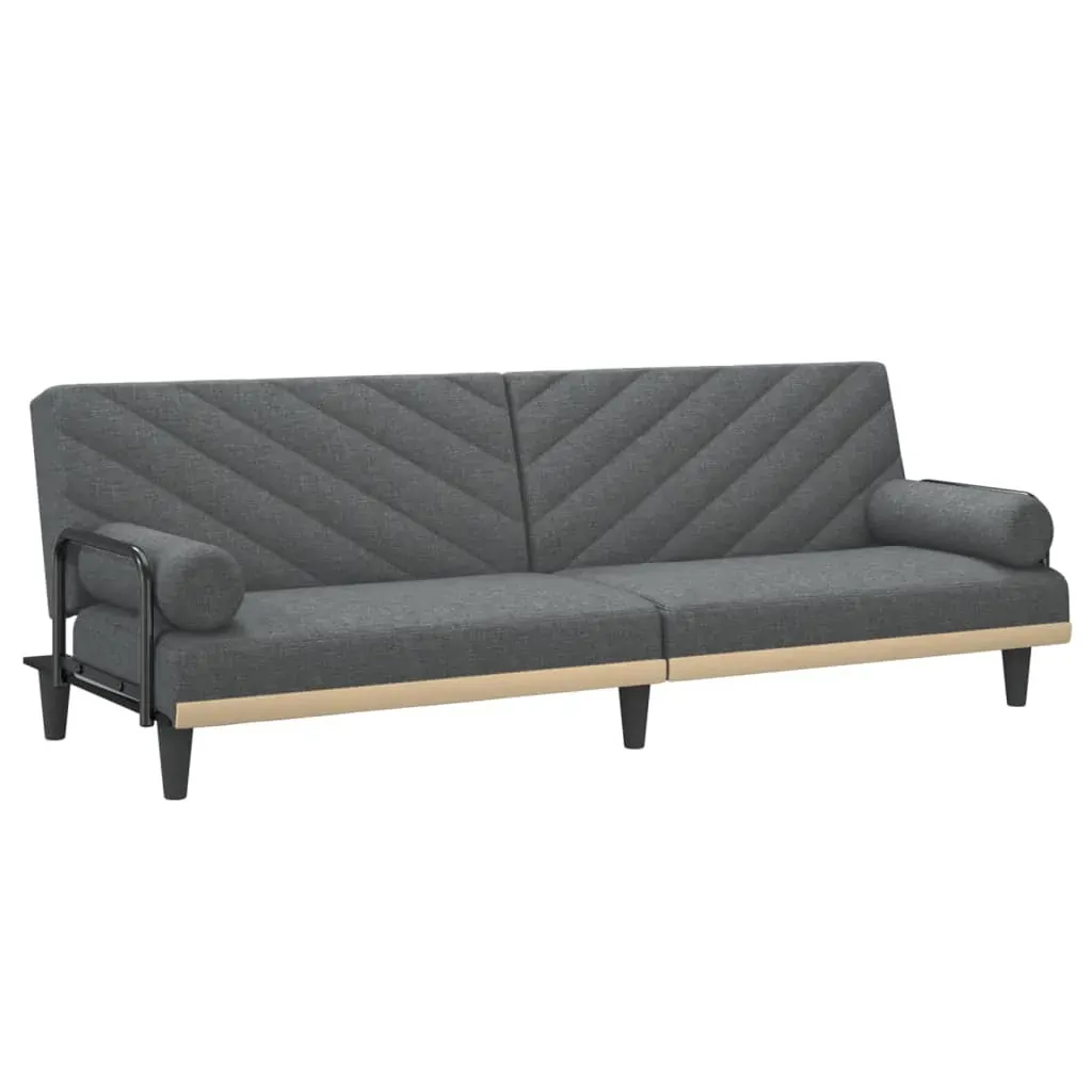 Sofa Bed with Armrests Dark Grey Fabric Price