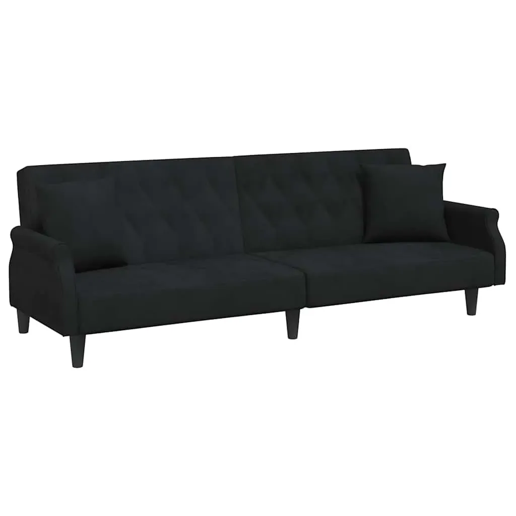 Sofa Bed with Armrests Black Velvet Price
