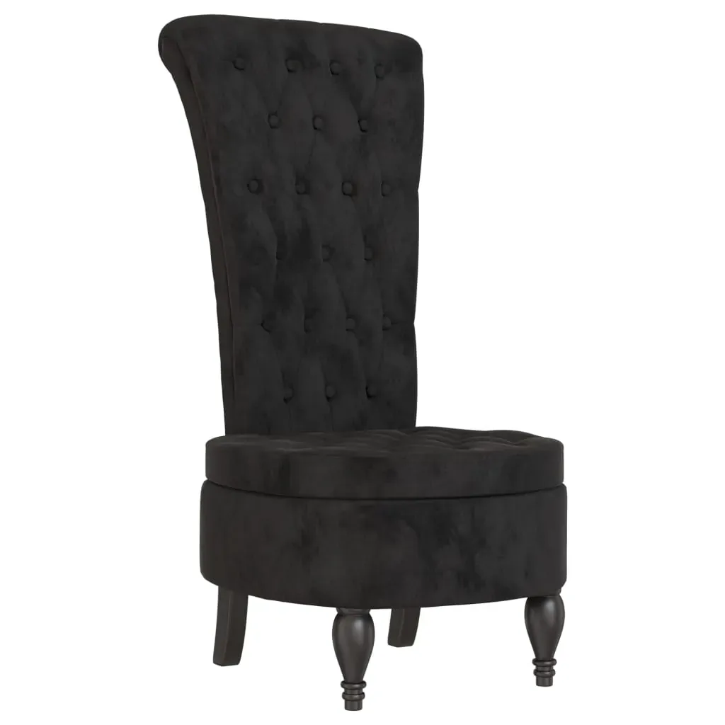 High Back Chair Black Velvet Button Design Price