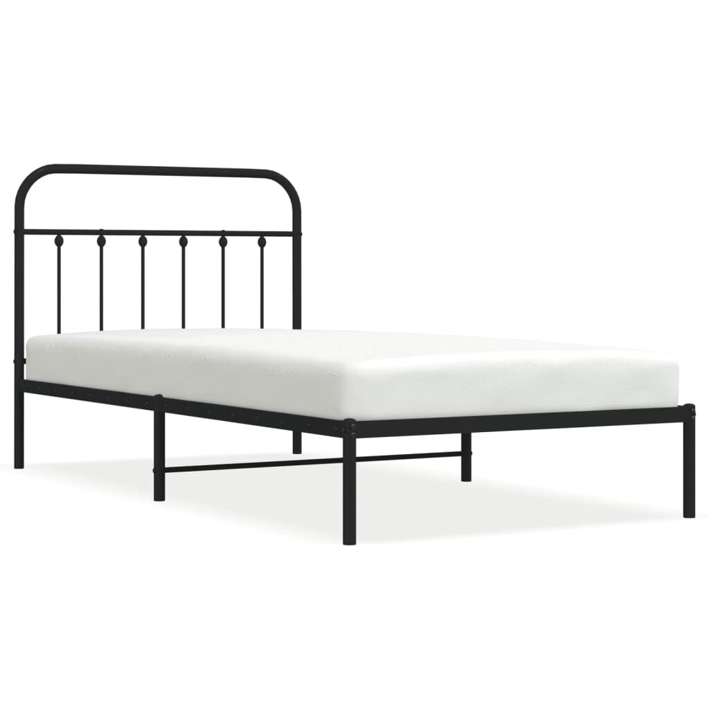 Metal Bed Frame without Mattress with Headboard Black 107x203 cm King Single Price