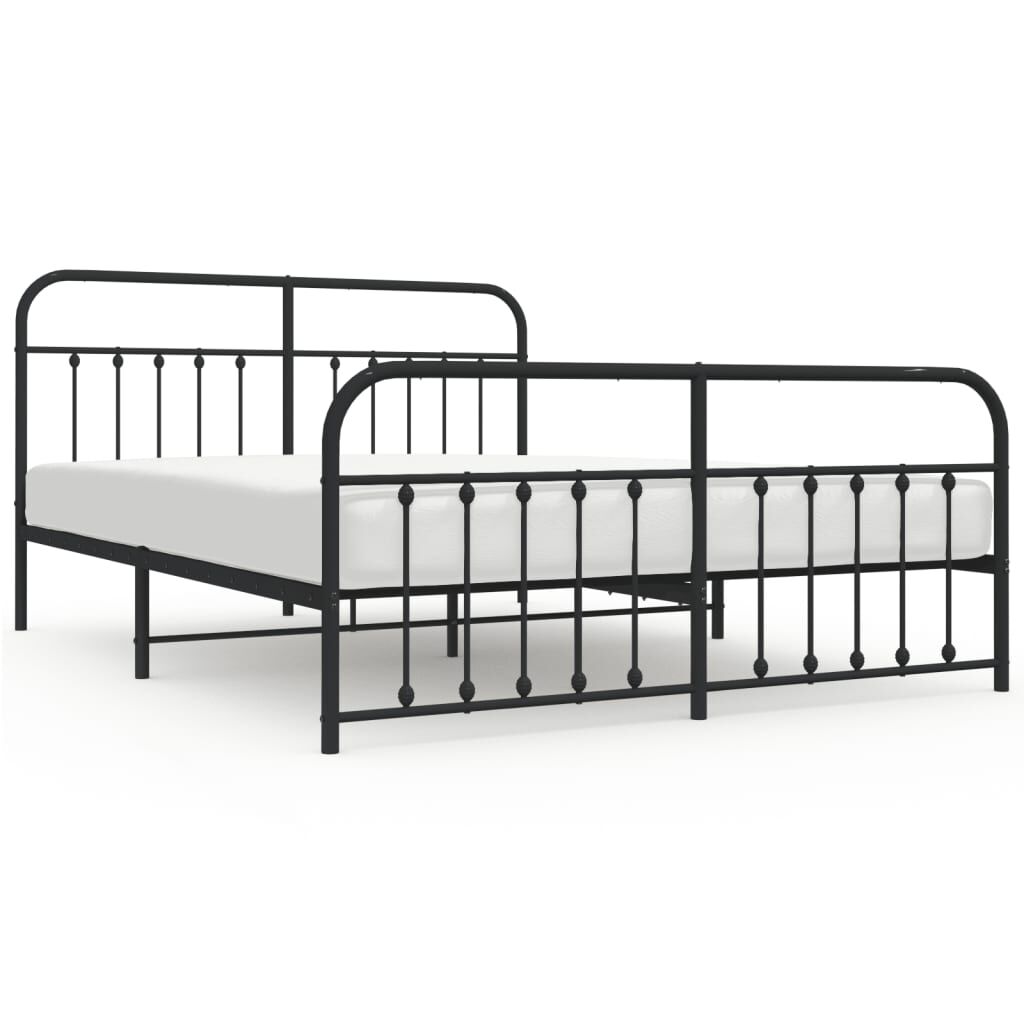 Metal Bed Frame without Mattress with Footboard Black 183x203 cm King Price